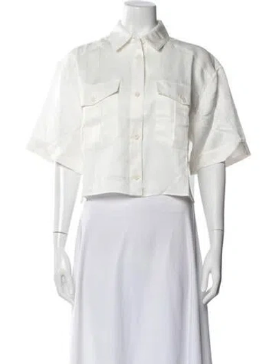 Pre-owned Anine Bing Short Sleeve Crop Top W/ Tags In White
