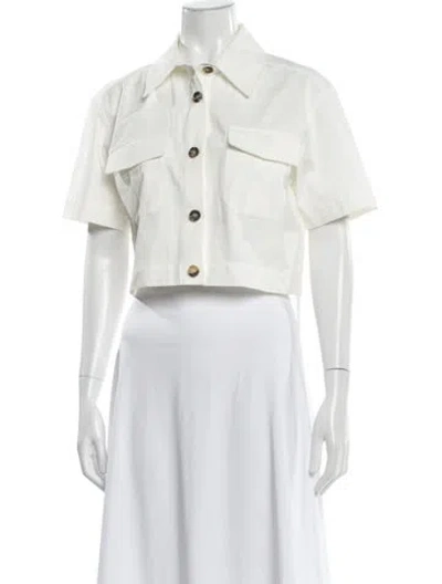 Pre-owned Anine Bing Short Sleeve Crop Top In White