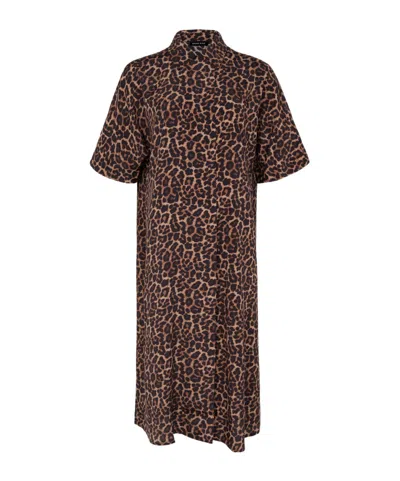 Anine Bing Short Sleeve Dress In Brown
