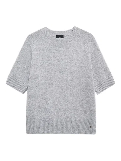Anine Bing Short-sleeve Sweater In Gray