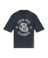 Anine Bing Collegiate Leopard Avi Tee Washed Charcoal In Black