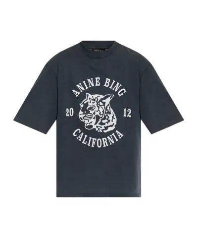 Anine Bing Avi Printed Cotton-jersey T-shirt In Green