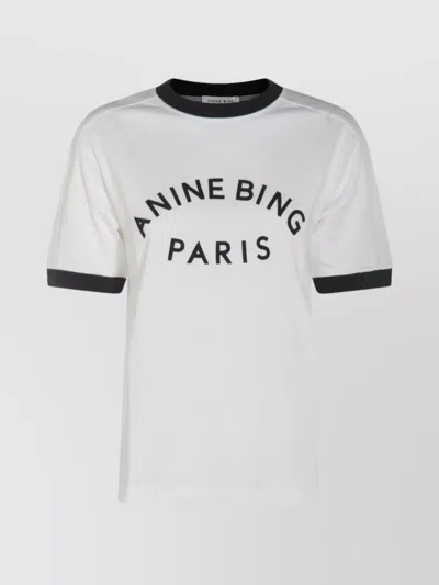 ANINE BING SHORT SLEEVE TOP FEATURING CONTRAST TRIM