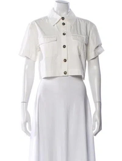 Pre-owned Anine Bing Short Sleeve Top In White