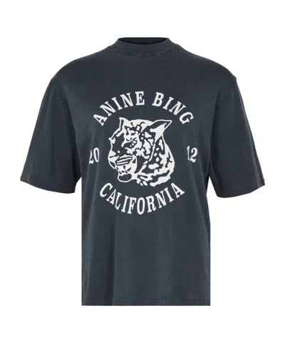 Anine Bing Avi Tee Collegiate Leopard In Grey
