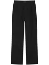 Anine Bing Short-slit Linen Straight Trousers In Black