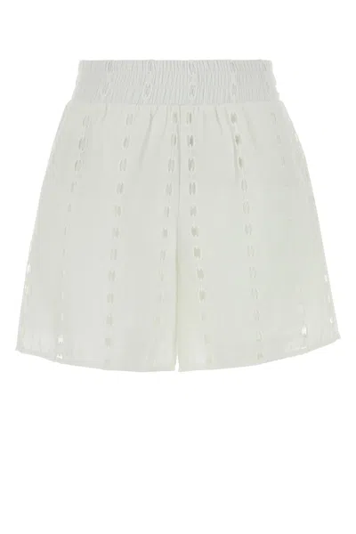 Anine Bing White Cotton Shorts In Neutral