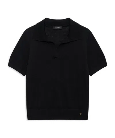 Anine Bing Short-sleeved Polo Shirt In Black