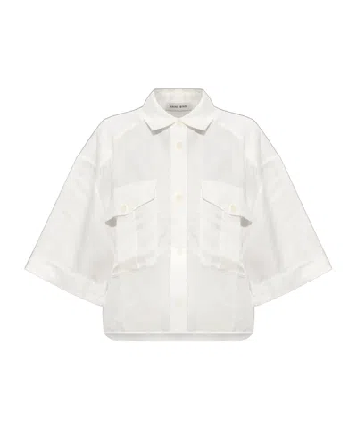 Anine Bing Edith Cropped Shirt In White