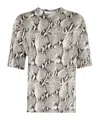 Anine Bing Womens Washed Python Avi Python-print Cotton T-shirt In Blue
