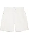 Anine Bing White Vented Denim Shorts In Neutrals