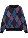 Anine Bing Sydney Crew Sweater In Multi Diamond In Black