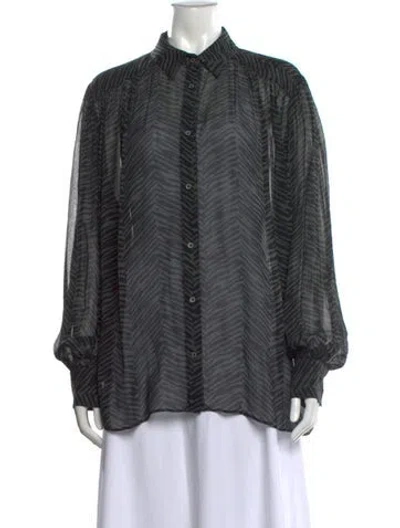 Pre-owned Anine Bing Silk Animal Print Blouse In Black