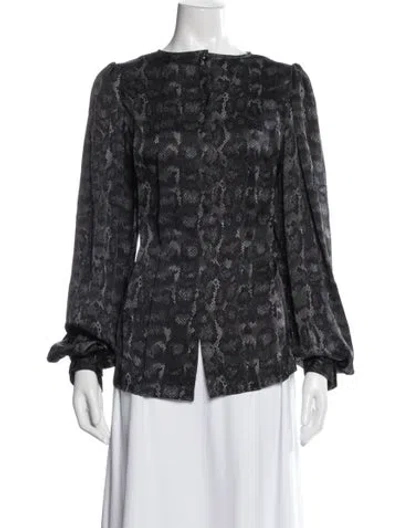 Pre-owned Anine Bing Silk Animal Print Blouse In Black