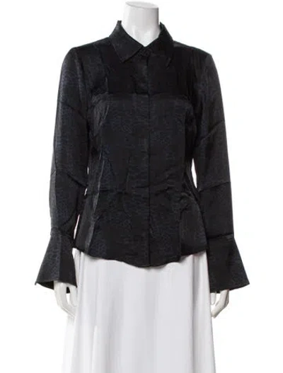 Pre-owned Anine Bing Silk Animal Print Blouse In Blue