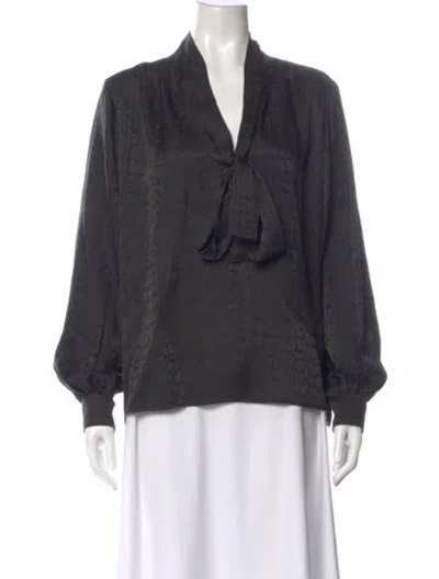 Pre-owned Anine Bing Silk Animal Print Blouse In Gray