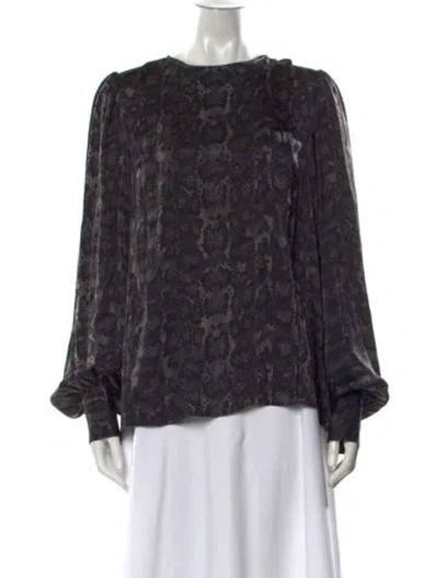 Pre-owned Anine Bing Silk Animal Print Blouse W/ Tags In Black