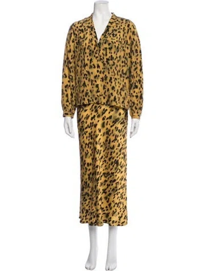Pre-owned Anine Bing Silk Animal Print Skirt Set In Multicolor