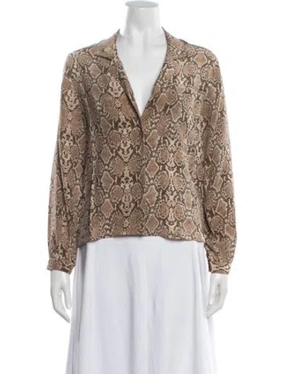 Pre-owned Anine Bing Silk Animal Print Top In Brown