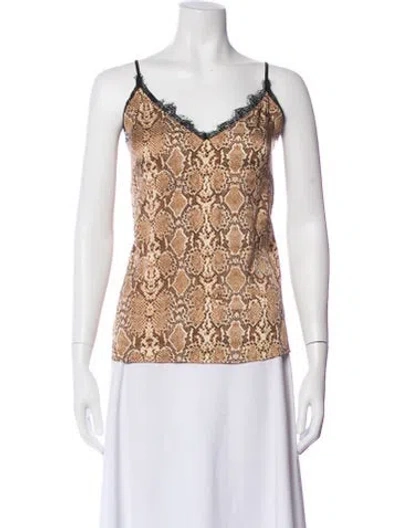 Pre-owned Anine Bing Silk Animal Print Top In Neutral