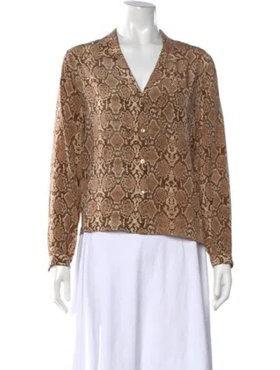 Pre-owned Anine Bing Silk Animal Print Top In Neutral