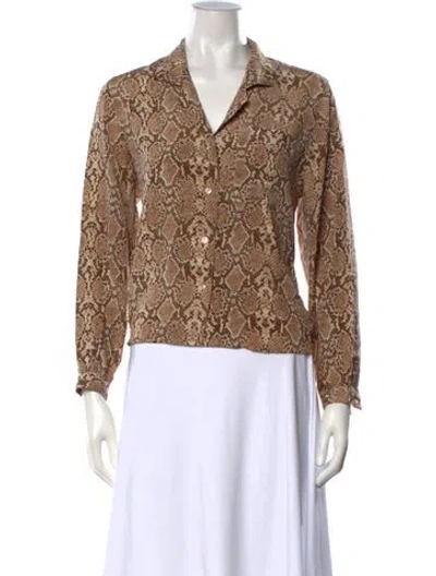 Pre-owned Anine Bing Silk Animal Print Top In Neutrals