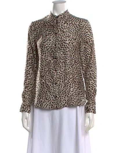 Pre-owned Anine Bing Silk Animal Print Top In Neutrals