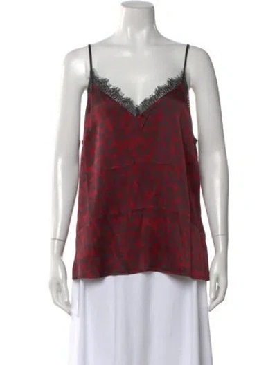 Pre-owned Anine Bing Silk Animal Print Top In Red