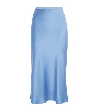 Anine Bing Bar Silk-charmeuse Maxi Skirt In Blue