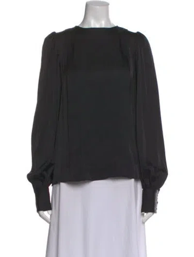 Pre-owned Anine Bing Silk Bateau Neckline Blouse In Black