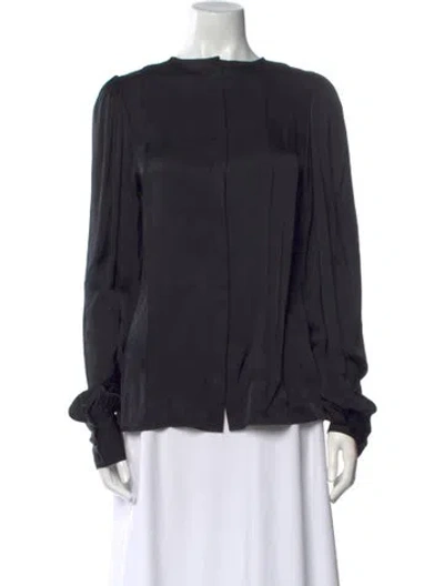 Pre-owned Anine Bing Silk Bateau Neckline Blouse In Blue