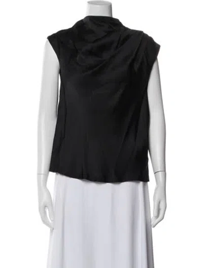 Pre-owned Anine Bing Silk Cowl Neck Top In Blue
