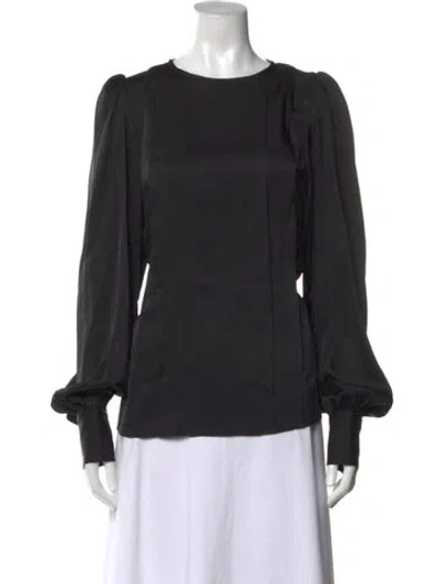 Pre-owned Anine Bing Silk Crew Neck Blouse In Black