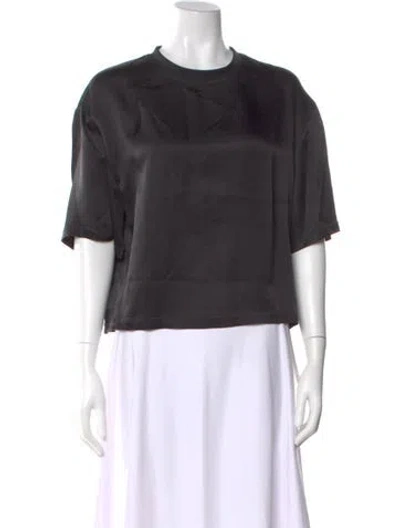 Pre-owned Anine Bing Silk Crew Neck Crop Top In Gray