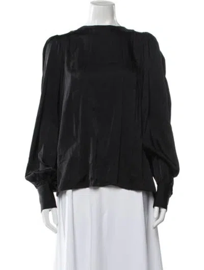 Pre-owned Anine Bing Silk Crew Neck Top In Blue