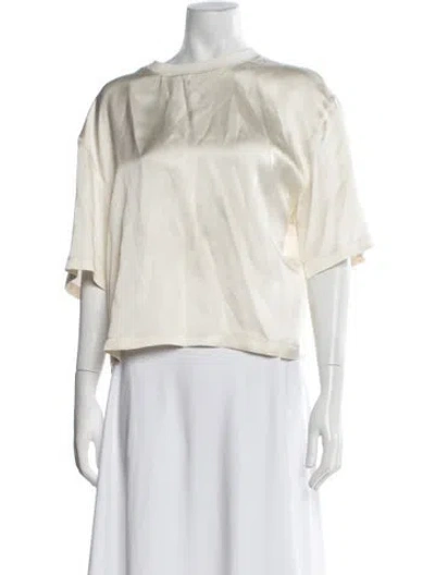 Pre-owned Anine Bing Silk Crew Neck Top In Neutral