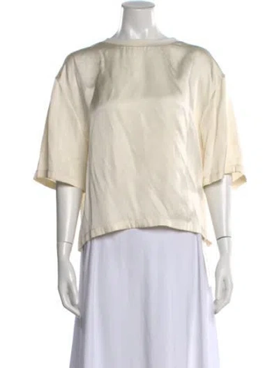 Pre-owned Anine Bing Silk Crew Neck Top In White