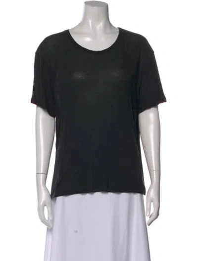 Pre-owned Anine Bing Silk Crew Neck T-shirt In Black