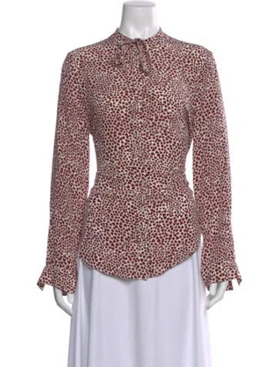 Pre-owned Anine Bing Silk Graphic Print Top In Multi