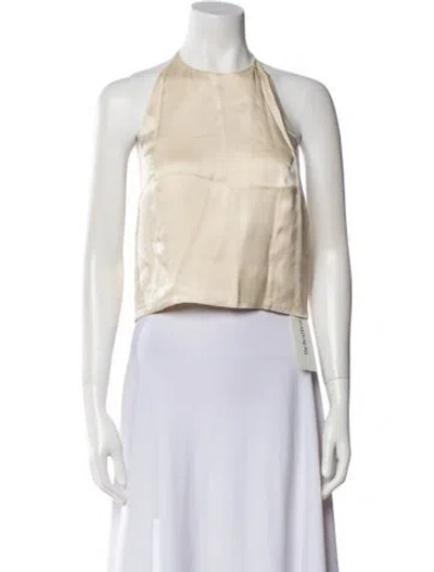 Pre-owned Anine Bing Silk Halterneck Crop Top In Neutral