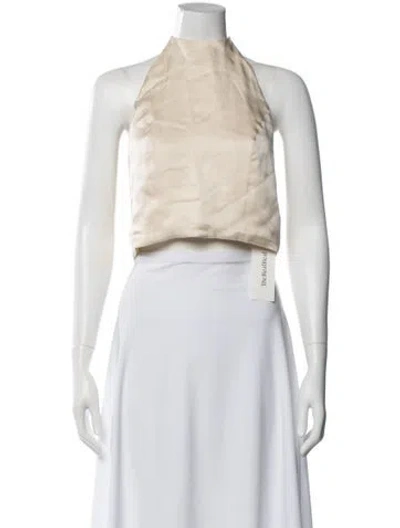 Pre-owned Anine Bing Silk Halterneck Crop Top In Neutral