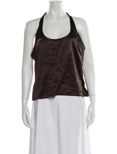 Pre-owned Anine Bing Silk Halterneck Top In Brown