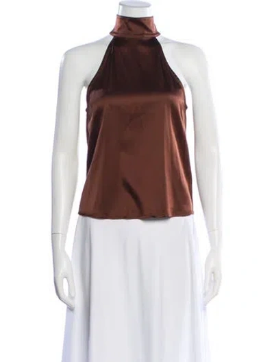 Pre-owned Anine Bing Silk Halterneck Top In Brown