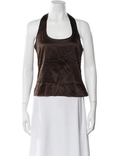 Pre-owned Anine Bing Silk Halterneck Top In Brown