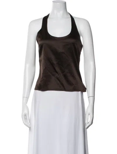Pre-owned Anine Bing Silk Halterneck Top In Brown