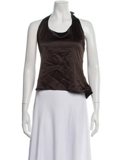 Pre-owned Anine Bing Silk Halterneck Top In Brown