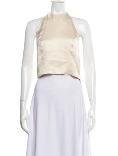 Pre-owned Anine Bing Silk Halterneck Top In Neutral
