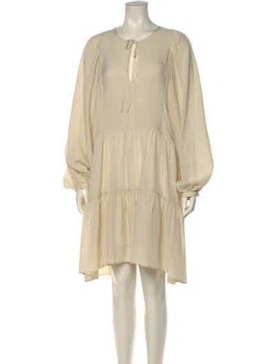 Pre-owned Anine Bing Silk Knee-length Dress In Neutral