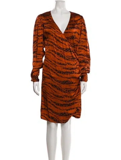 Pre-owned Anine Bing Silk Knee-length Dress In Orange