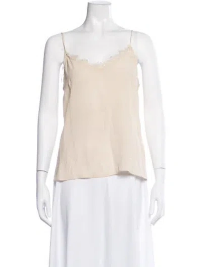 Pre-owned Anine Bing Silk Lace Pattern Pajamas In Neutral